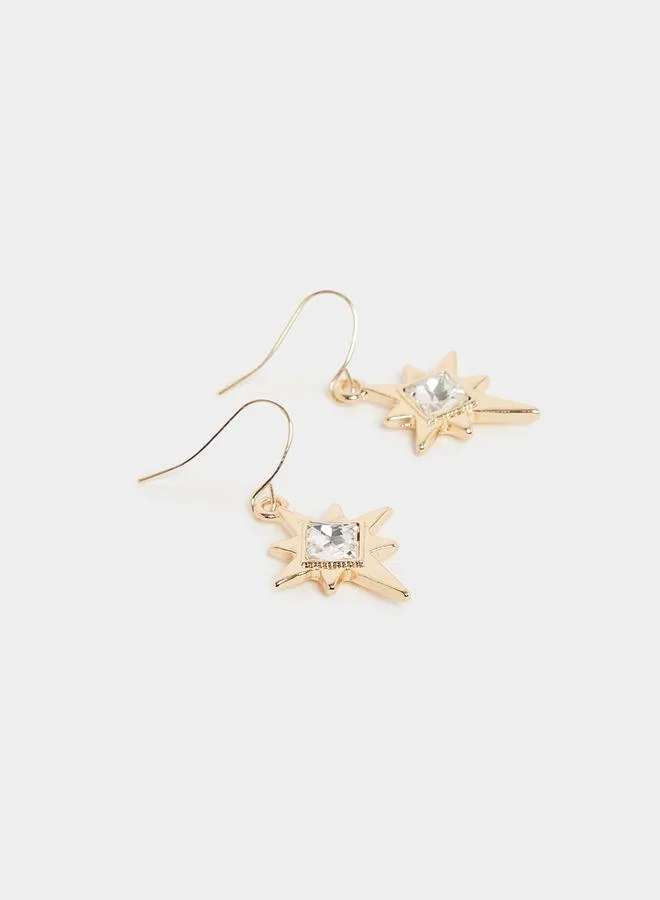 Styli Women Gold Starburst Earrings